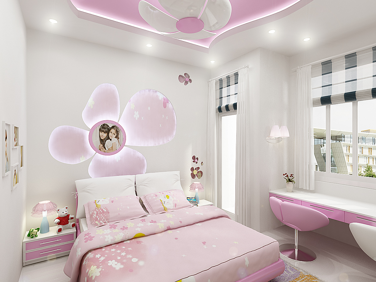 Thiết kế nội thất phòng ngủ cực kỳ dễ thương cho bé gái