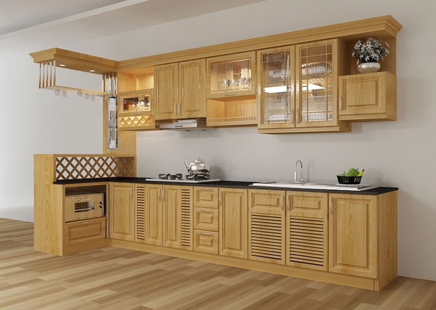 Ván gỗ công nghiệp được thiết kế ở bếp